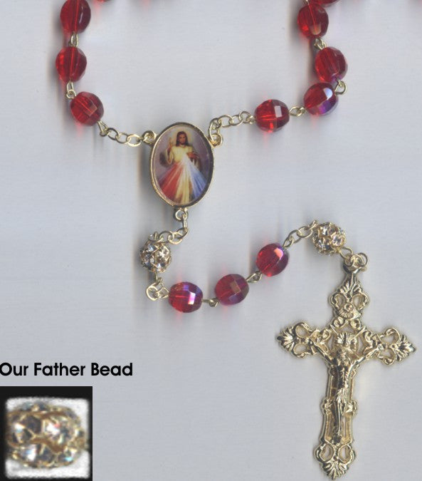 8MM RUBY DIVINE MERCY ROSARY