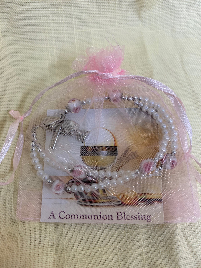 COMMUNION BRACELET IN PINK BAG