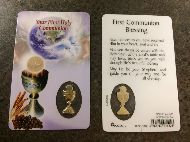 HOLY COM PRAYER CARD W/CHALICE