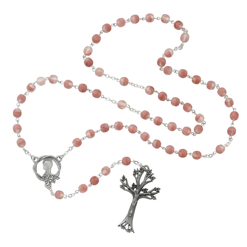 ROSE FROSTED GL ROSARY 7MM