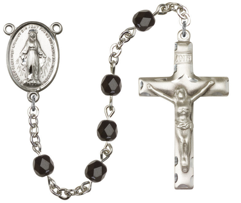 SP BLACK GLASS ROSARY 6MM